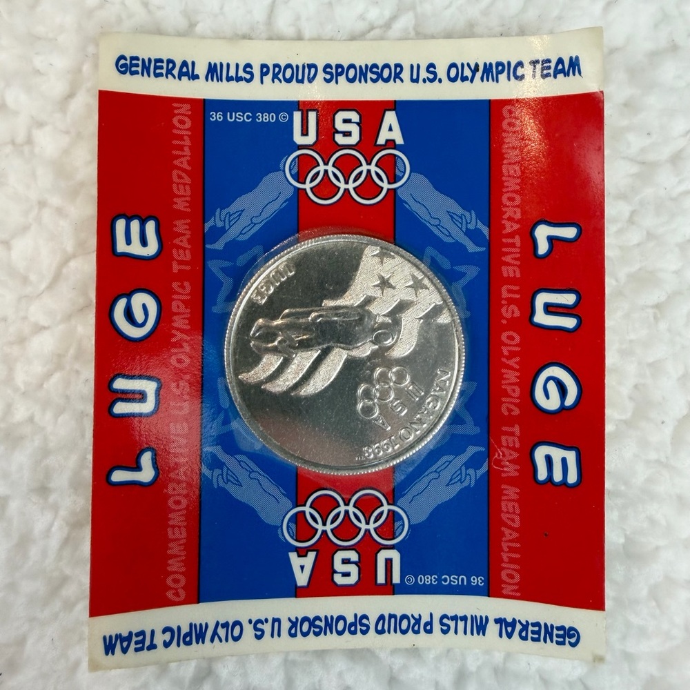 (VTG) GENERAL MILLS • Silver USA Luge Olympic Team Nagano 1998 Collectible Coin - Picture 2 of 6